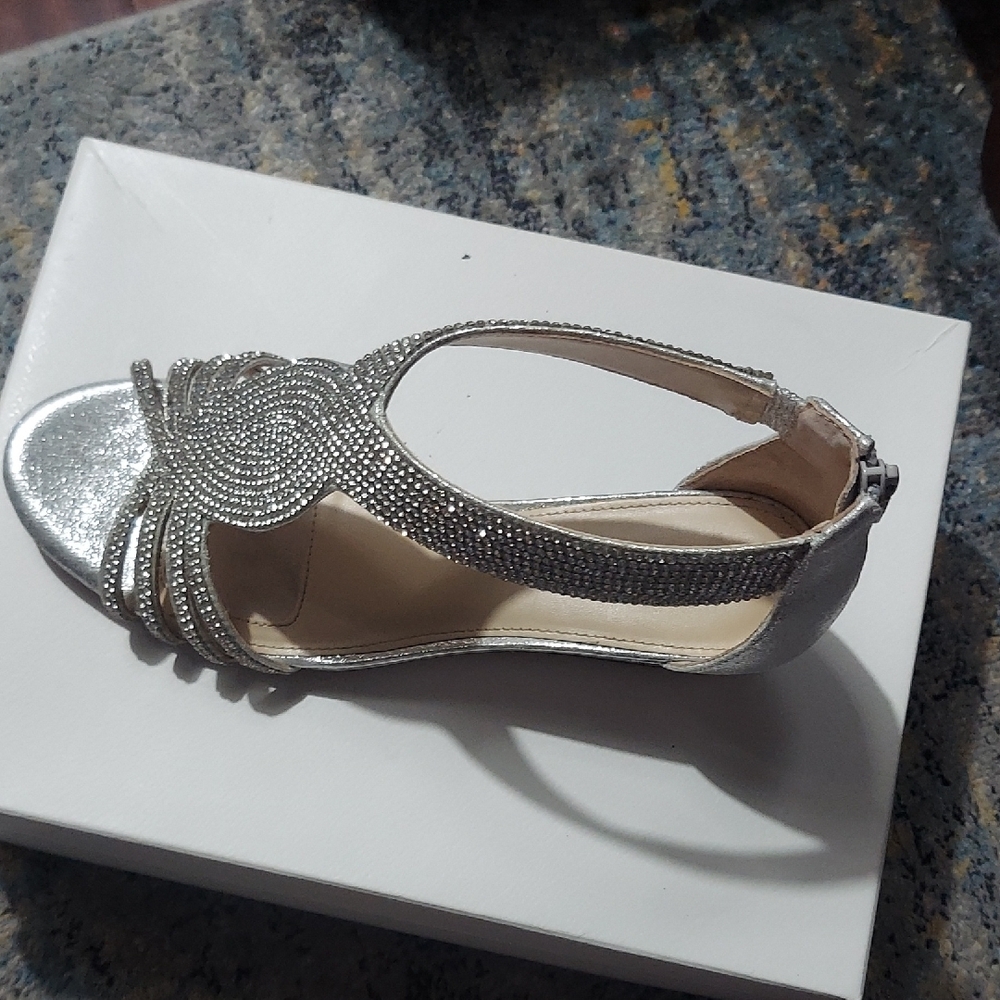 Alex Marie Silver Heels with Intricate Straps